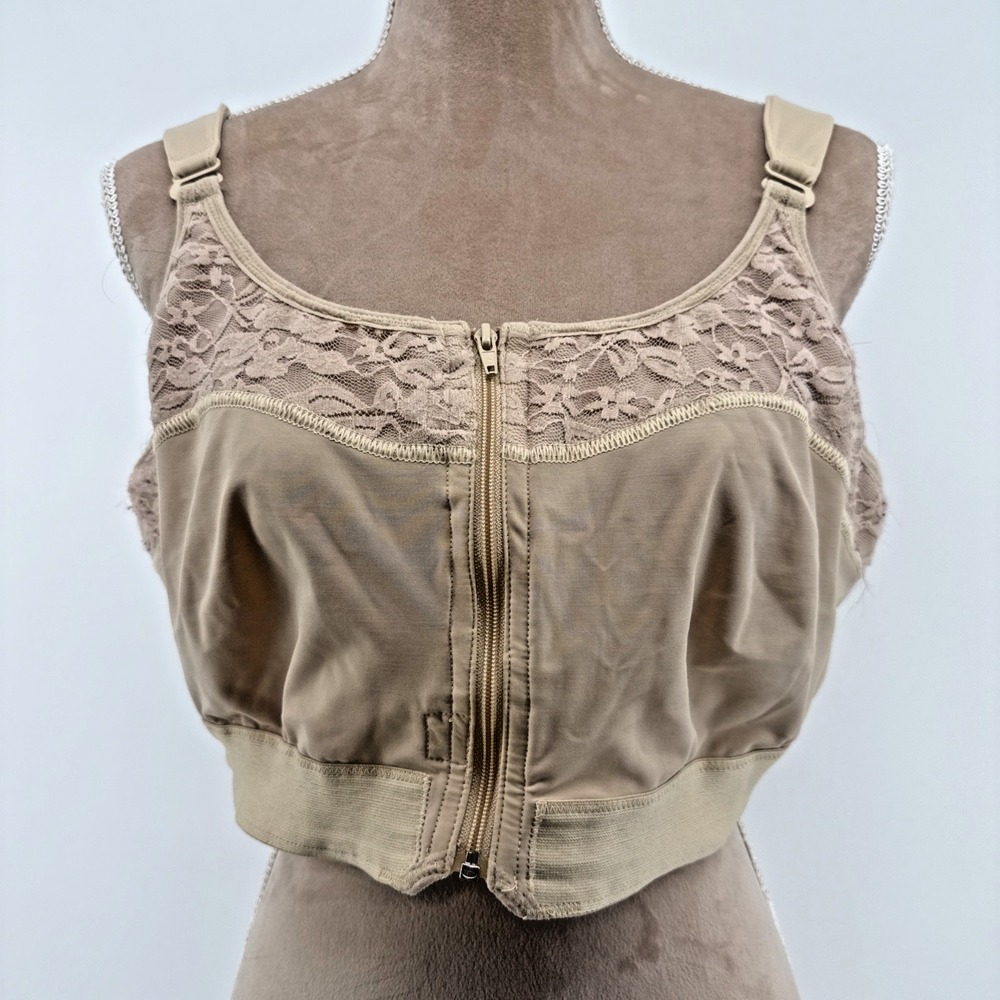 Embrace Bra Front Zip Closure Back Hook Nude Posture Support Adjustable Size 2X